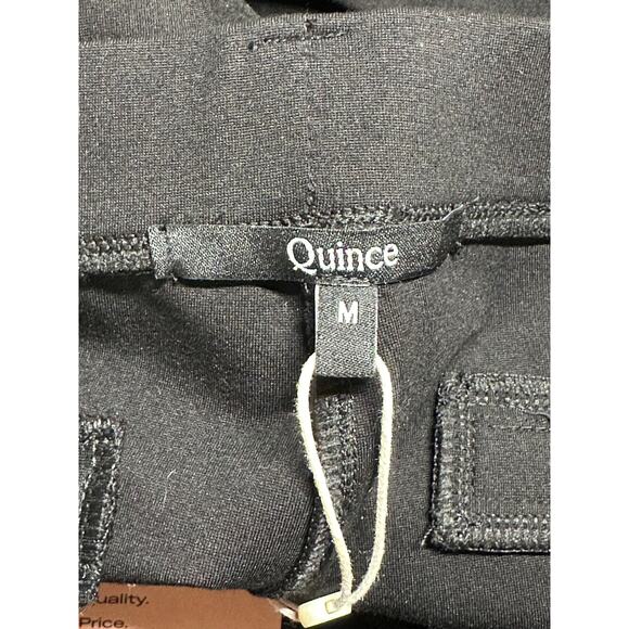 Quince Pants Womens Medium Petite Black Ultra Stretch Ponte Straight Minimalist - Picture 3 of 9